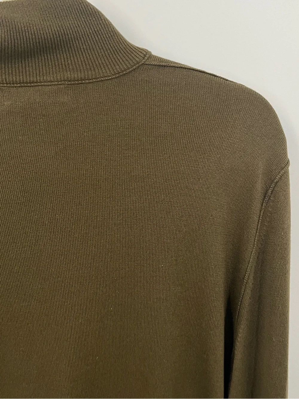 Banana Republic Men's Cashmere Silk Blend Olive Zip-Neck Sweater